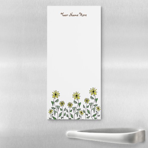 Retro Hand_Drawn Wildflowers Personalized Floral Magnetic Notepad