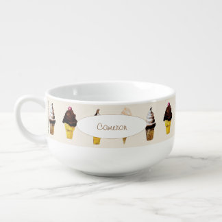 Retro Hand-Illustrated Personalized ce Cream Soup Mug