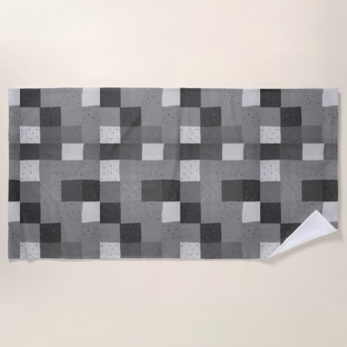 retro hand knitted black and white patchwork yoga  beach towel