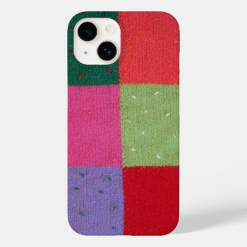 Retro Hand Knitted Colorful Patchwork Squares Case-mate Iphone 14 Case by artoriginals at Zazzle