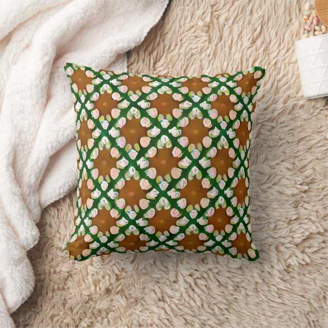 Retro Hand Paainted Floral Tile Pattern Throw Pillow (Blanket)