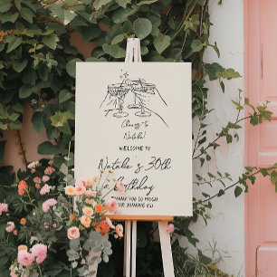 Retro Hand Written 30th Fun Birthday Party Welcome Foam Board