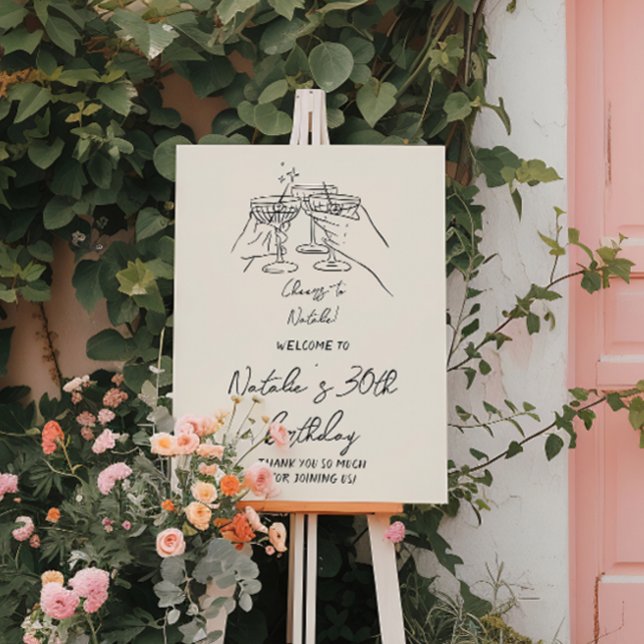 Retro Hand Written 30th Fun Birthday Party Welcome Foam Board (Creator Uploaded)