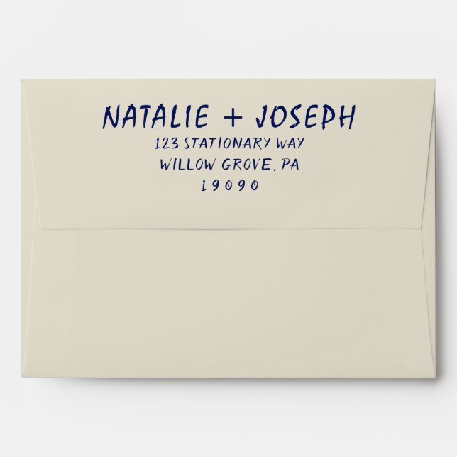 Retro Hand-Written Bright Bold Unique Wedding  Envelope (Back (Top Flap))