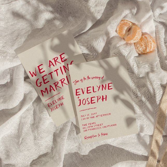 Retro Hand-Written Colorful Modern Funky Wedding Invitation (Creator Uploaded)