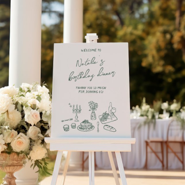 Retro Hand Written Drawn Birthday Dinner Welcome Foam Board (Creator Uploaded)