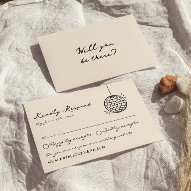 Retro Hand Written Drawn Bold Quirky Fun Wedding RSVP Card (Creator Uploaded)