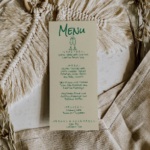 Retro Hand Written Drawn Green Quirky Wedding Menu