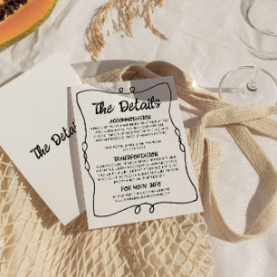 Retro Hand Written Frame Modern Wedding Details Enclosure Card