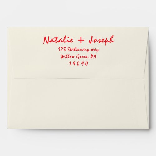 Retro Hand_Written Red Bright Fun Modern Wedding  Envelope