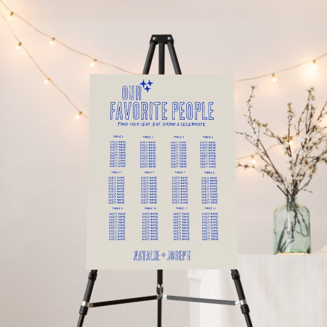 Retro Hand-Written Retro Wedding Seating Charts Foam Board (In Situ (Stand))