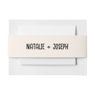 Retro Hand Written Unique Trendy Boho Wedding Invitation Belly Band