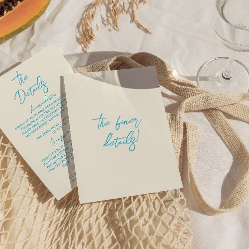 Retro Hand Written Whimsical Chic Wedding Details Enclosure Card