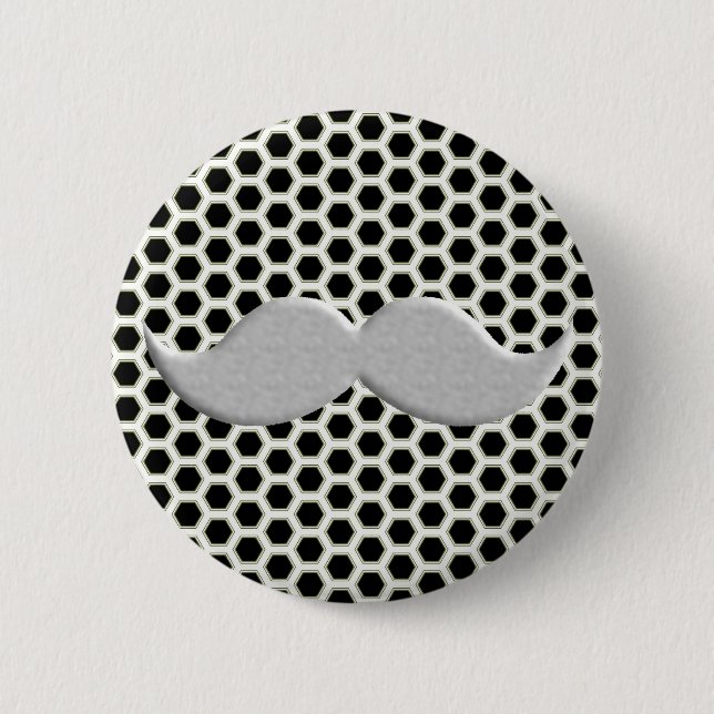 Retro Handlebar Mustache Moustache Button (Front)
