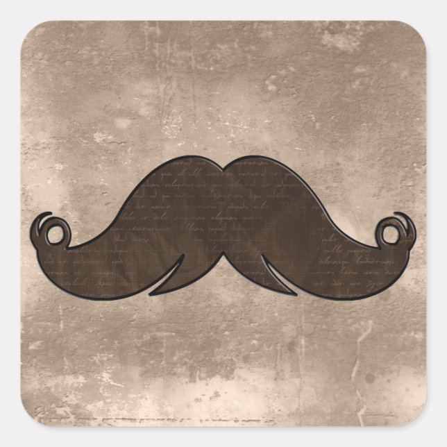 Retro Handlebar Mustache Square Sticker (Front)
