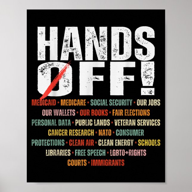 Retro Hands Off Protest Public Lands Medicare Patr Poster (Front)