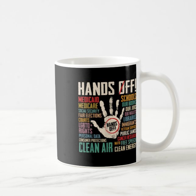 Retro Hands Off Protest Social Security And Medica Coffee Mug (Right)