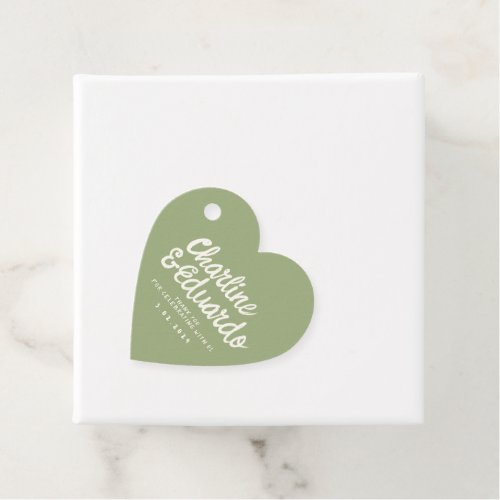 Retro Handwriting Green  Favor Tags