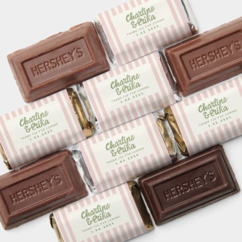 Retro Handwriting Pink Green Wedding Hersheys Min Hersheys Miniatures