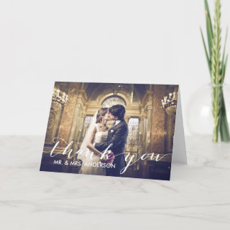 Retro Handwriting | Wedding Photo Thank You Card