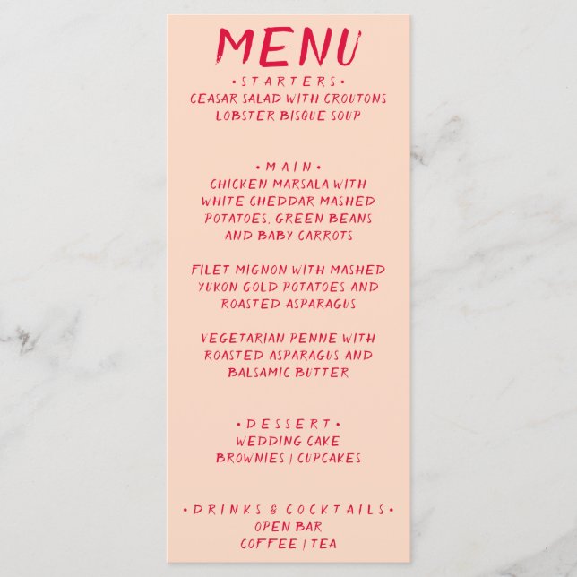 Retro Handwritten Colorful Bright Modern Wedding  Menu (Front)