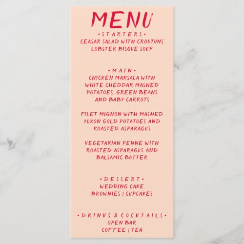 Retro Handwritten Colorful Bright Modern Wedding  Menu