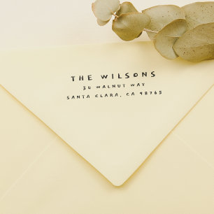 Retro Handwritten Family Name & Return Address Rubber Stamp