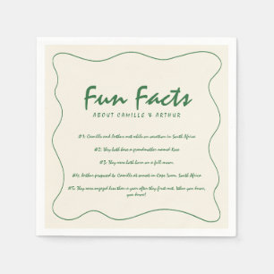 Retro Handwritten Fun Facts Green Wedding Napkins