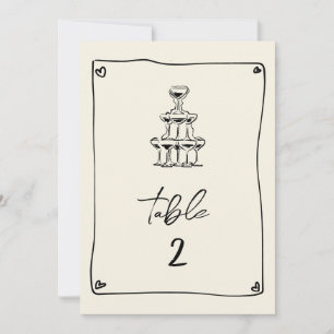 Retro Handwritten Wedding Table Number