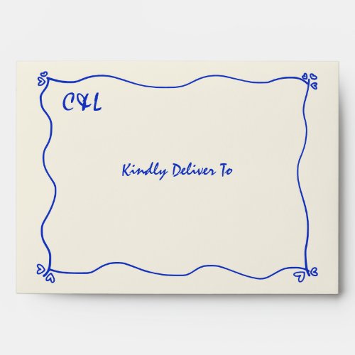 Retro Handwritten Whimsical Blue Envelope