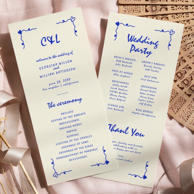 Retro Handwritten Whimsical Blue Flat Program (Creator Uploaded)