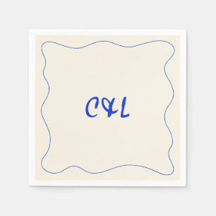Retro Handwritten Whimsical Blue Wedding Napkins