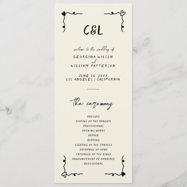 Retro Handwritten Whimsical Flat Program (Front)