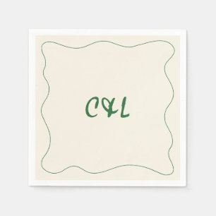 Retro Handwritten Whimsical Green Wedding Napkins