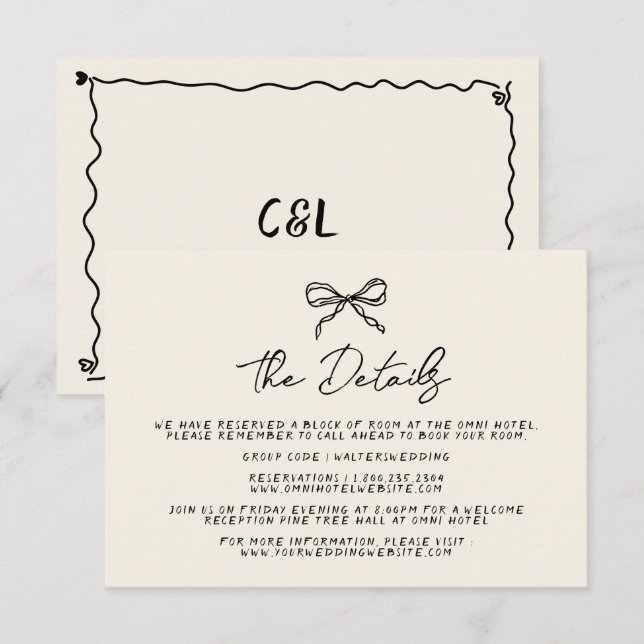 Retro Handwritten Whimsical Hand Written Wedding RSVP Card (Front/Back)