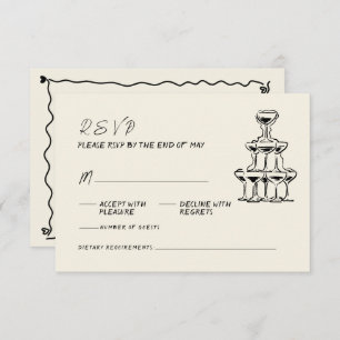 Retro Handwritten Whimsical Hand Written Wedding RSVP Card