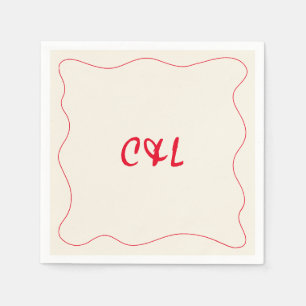 Retro Handwritten Whimsical Red Wedding Napkins