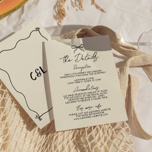 Retro Handwritten Whimsical Wedding Detail  Enclosure Card