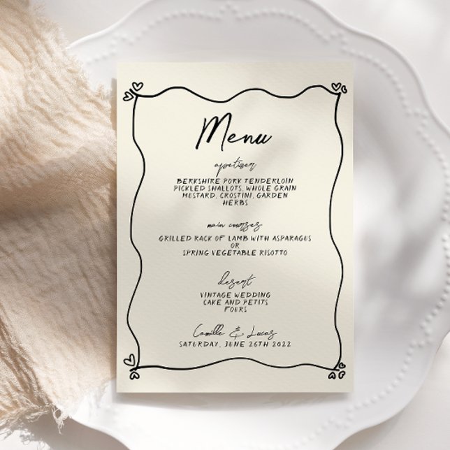 Retro Handwritten Whimsical Wedding Menu Invitation (Creator Uploaded)
