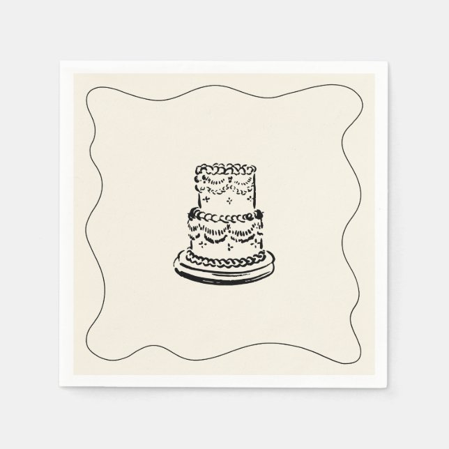 Retro Handwritten Whimsical Wedding Napkins (Front)