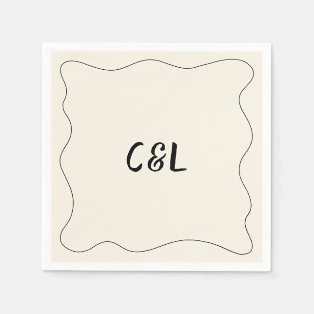 Retro Handwritten Whimsical Wedding Napkins (Front)