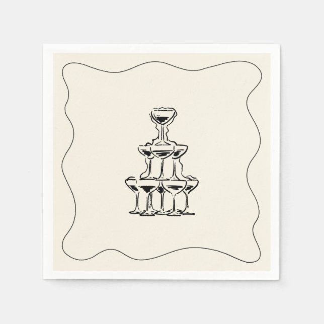 Retro Handwritten Whimsical Wedding Napkins (Front)