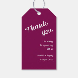 Retro Handwritten Wine Color Thank You Tag Wedding