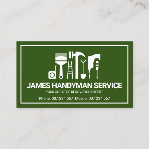 Retro Handyman Tools Motif Odd Jobs Worker Business Card