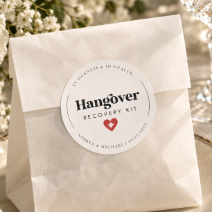 Retro Hangover Recovery Kit Wedding Party Favor Classic Round Sticker