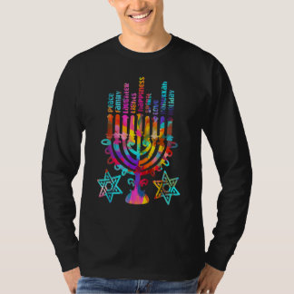 Retro Hanukkah Menorah Lights Family Peace Love  1 T-Shirt