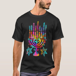 Retro Hanukkah Menorah Lights Family Peace Love 1 T-Shirt