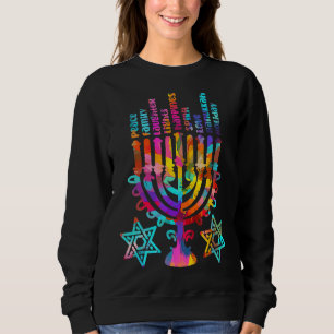 Retro Hanukkah Menorah Lights Family Peace Love 2 Sweatshirt