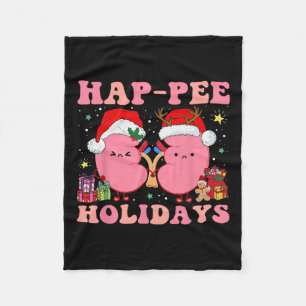 Retro Hap Pee Holidays Christmas Dialysis Nurse Ki Fleece Blanket