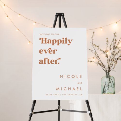 Retro Happily Ever After Modern Wedding Welcome  Foam Board